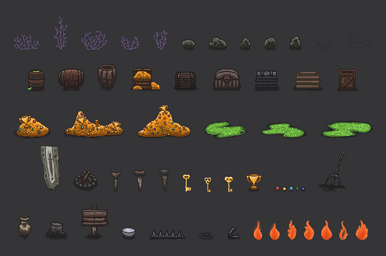 D Dungeon Tileset By Free Game Assets Gui Sprite Tilesets