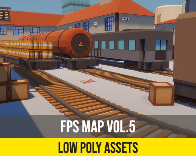 Low Poly FPS Map Vol5 Railway Station Map By JustCreate3D