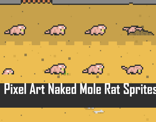 D Pixel Art Naked Mole Rat Sprites By Elthen S Pixel Art Shop