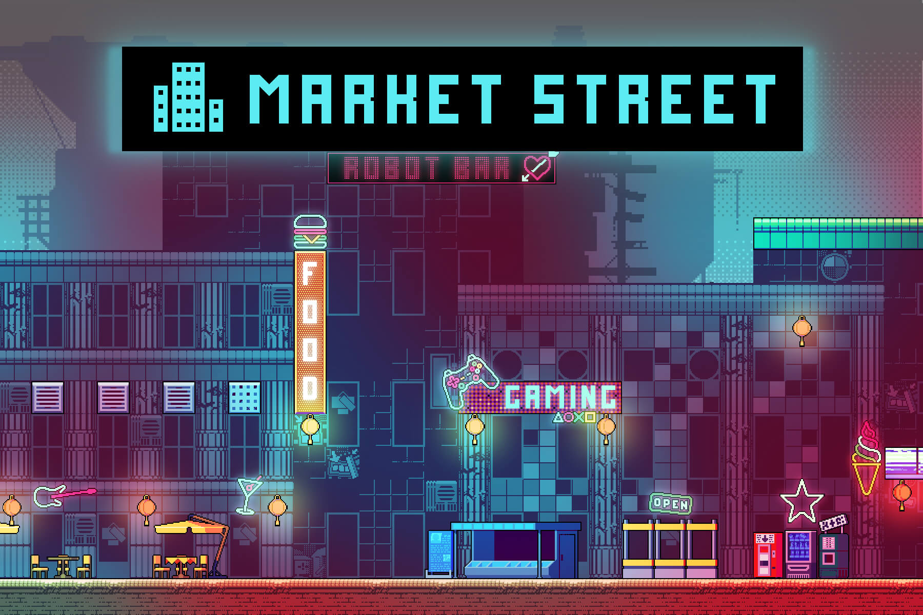 Cyberpunk Market Street By Free Game Assets Gui Sprite Tilesets