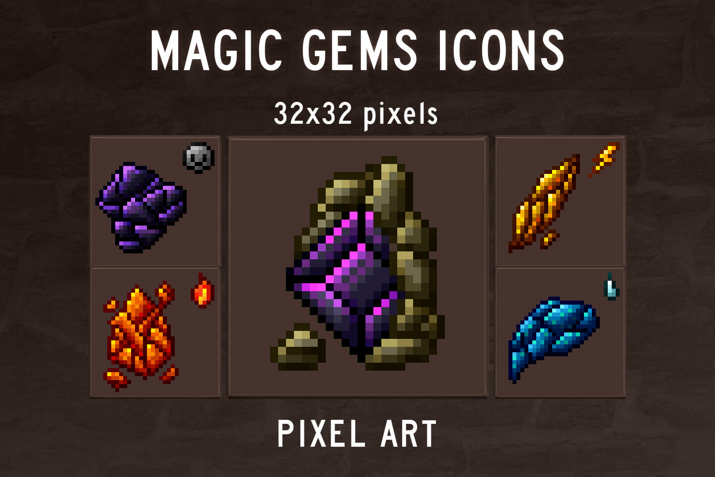 Rpg Gems Icons Pixel Art By Free Game Assets Gui Sprite Tilesets