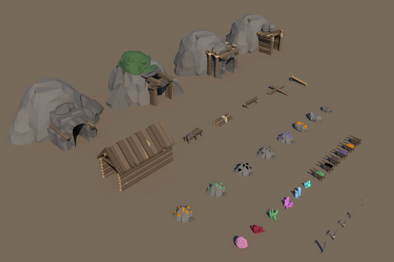Mine 3D Low Poly Pack by Free Game Assets (GUI, Sprite, Tilesets)