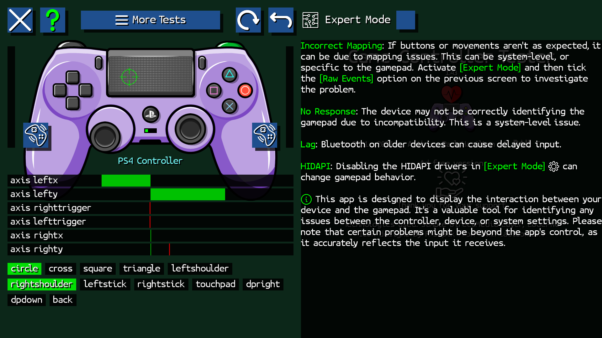 Game controller tester by pow games