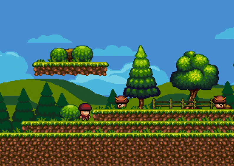 Basic platformer tileset by Cyporkador