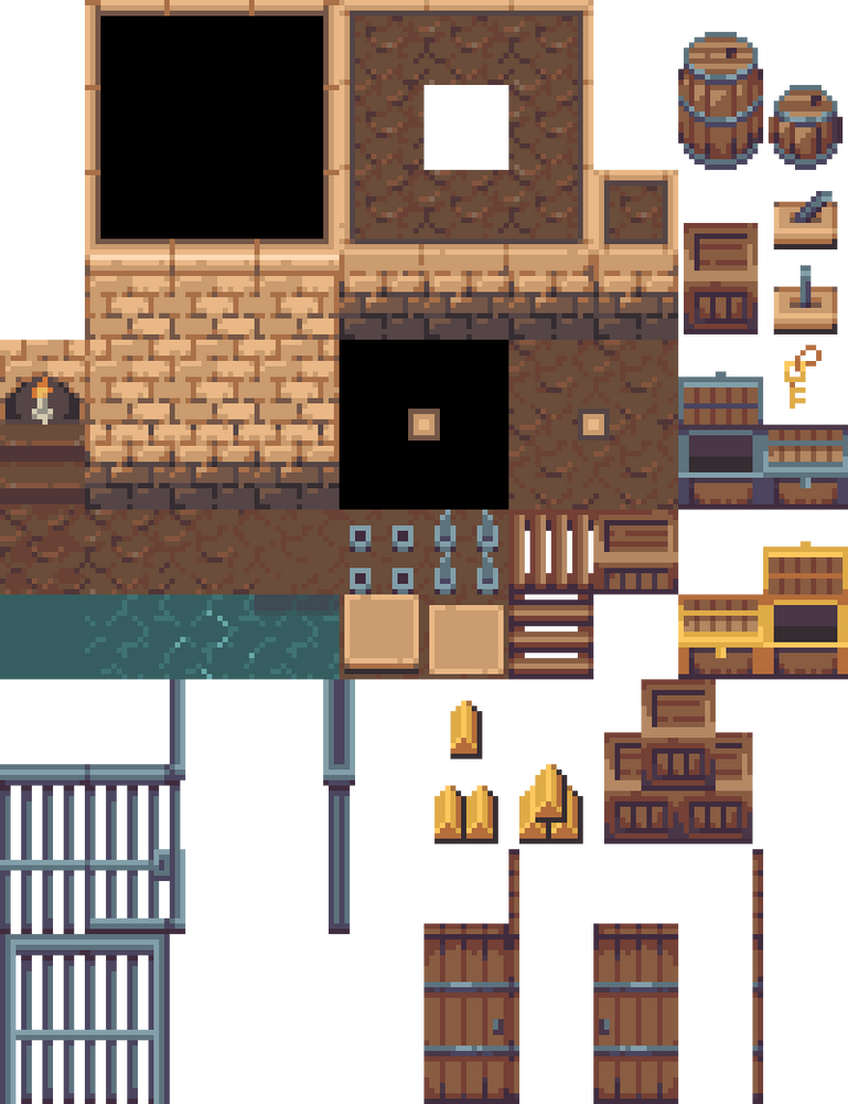 16x16 Pixel Art Dungeon Tileset by frozjennn