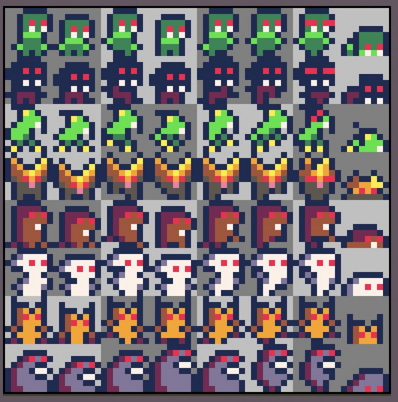 8x8 mini monsters - Pack 2 - PICO-8 palette by Ulises Freitas