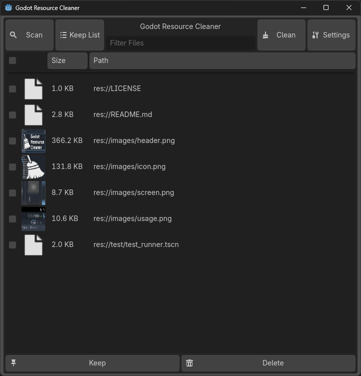 Screenshot 2 for Godot Resource Cleaner