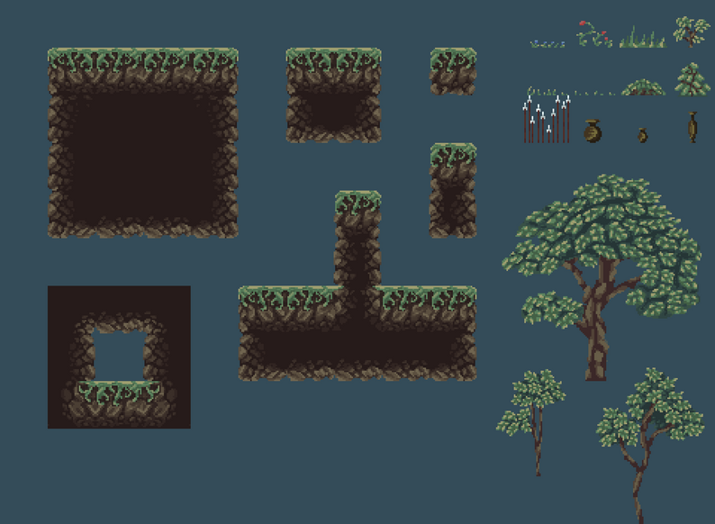 2D Forest Pixel Art Tileset by NRTX