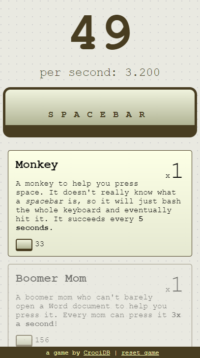 Spacebar Clicker - Play Spacebar Clicker On Cookie Clicker