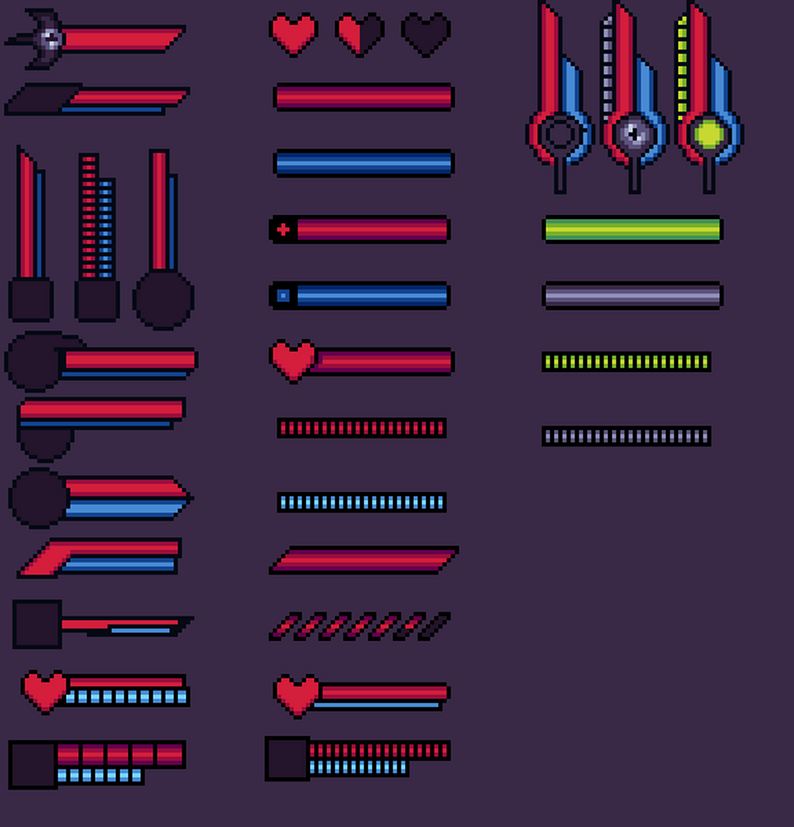 Pixel Art Health Stamina Bar Assets By Gowl