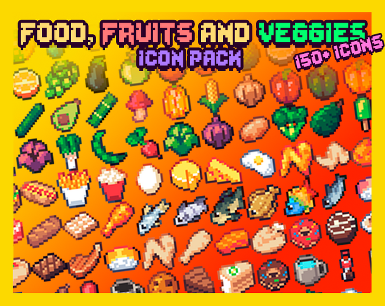 Food, Fruits and Veggies Icon Pack 16x16 (150+ Icons) by Kazzter