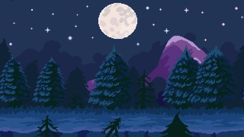 NIGHT FOREST PARALLAX BACKGROUND by DaroDr