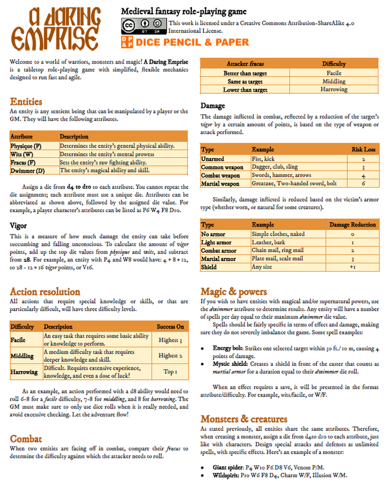 A Daring Emprise by Dice Pencil & Paper