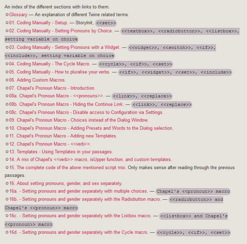 Tutorial Coding Pronouns and Verbs in Twine SugarCube by Sylveranty