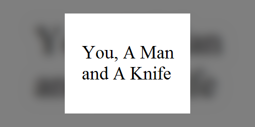 Cover image for You, A Man, and A Knife