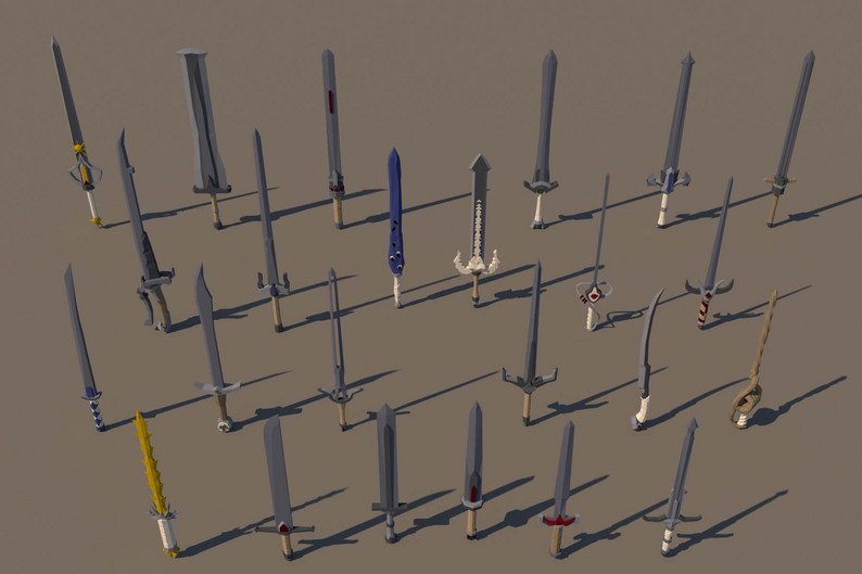 Sword 3D Low Poly Models by Free Game Assets (GUI, Sprite, Tilesets)