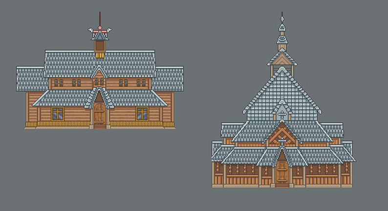 Viking fantasy tileset pixel art game asset by MariaParraGames