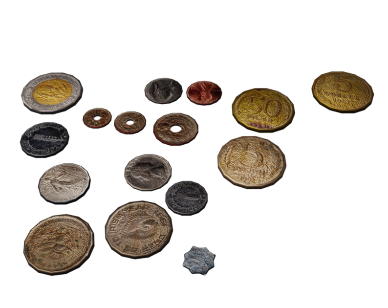 Lowpoly Antique Foreign Coins Multi Cultural 15+ by b._.render