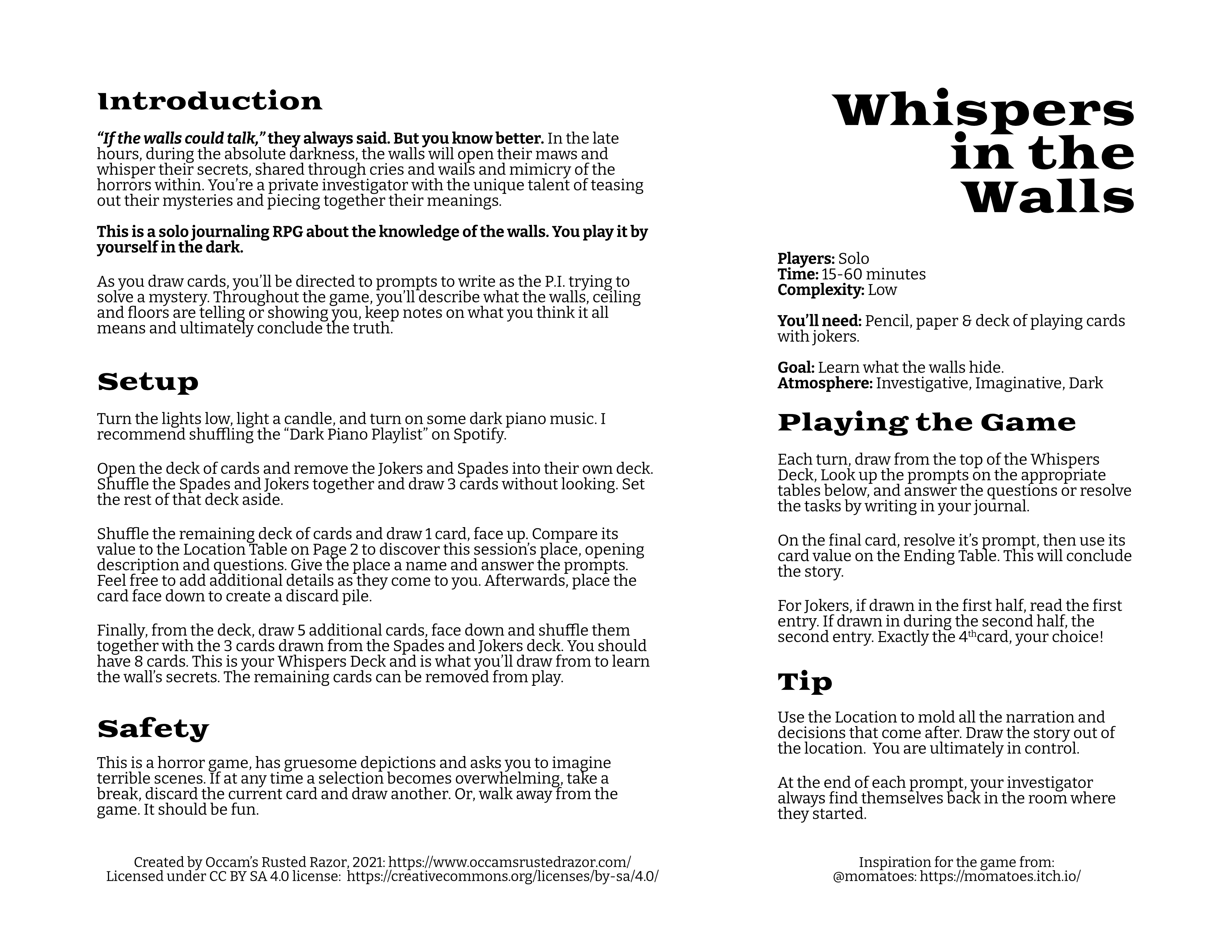 Whispers in the Walls - a solo horror journaling game - Release  Announcements - itch.io