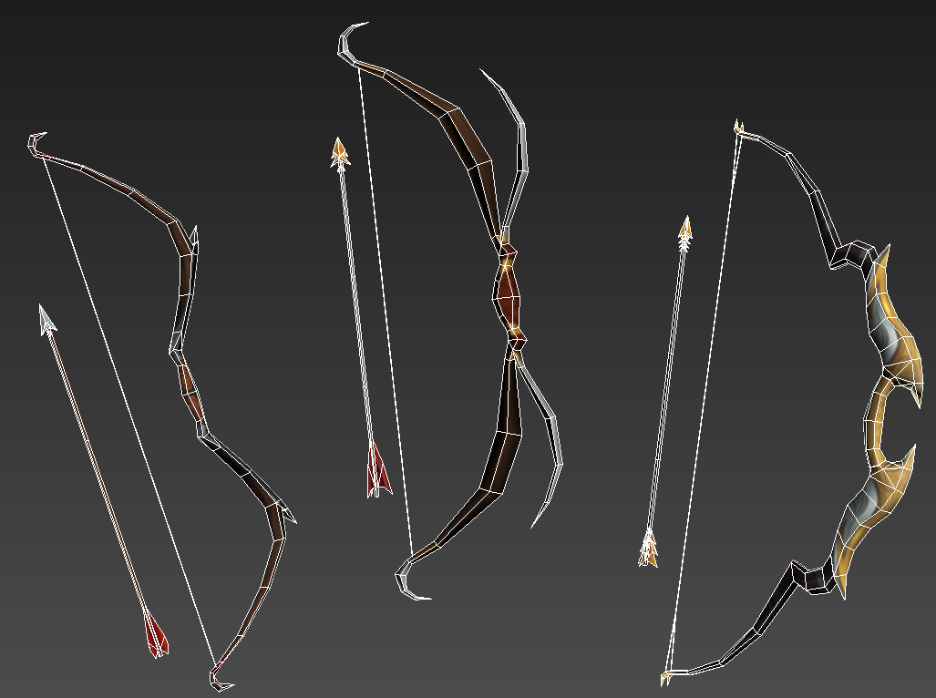 Stylized Fantasy Bows and Arrows by VertexFrog