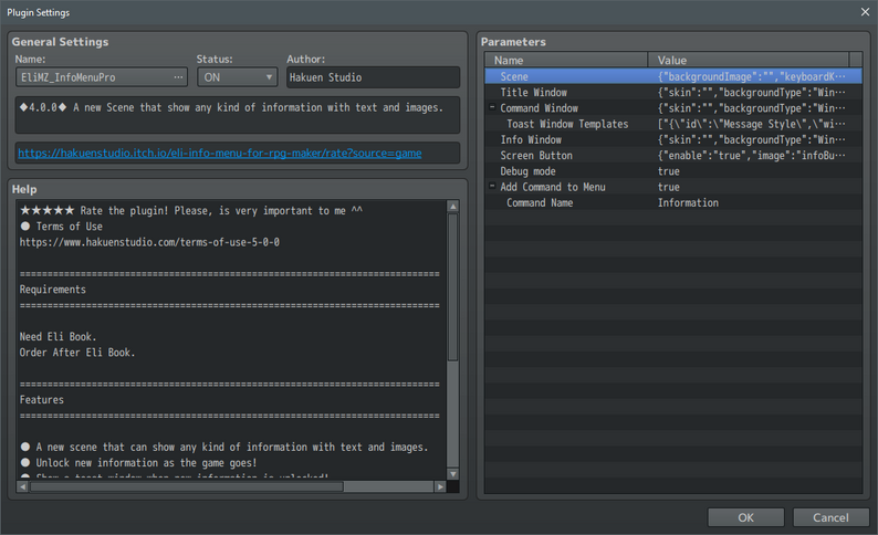 Hakuen Studio Info Menu for RPG Maker MZ by Hakuen Studio