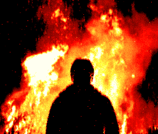 Image de personne de dos en effet de feu avec ImgFire FX