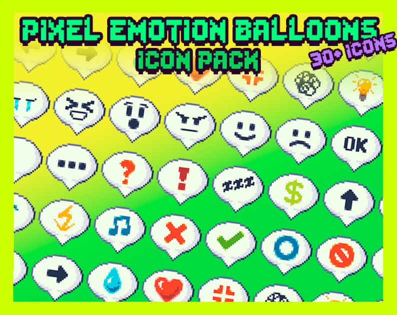 Pixel Emotion Balloons Icon Pack 32x32 (30+ icons) by Kazzter