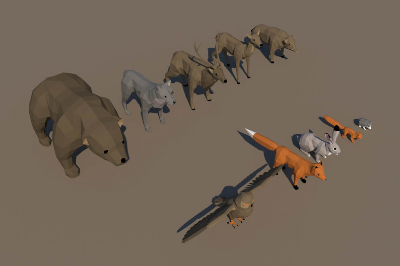 Free Wild Animal 3D Models by Free Game Assets (GUI, Sprite, Tilesets)