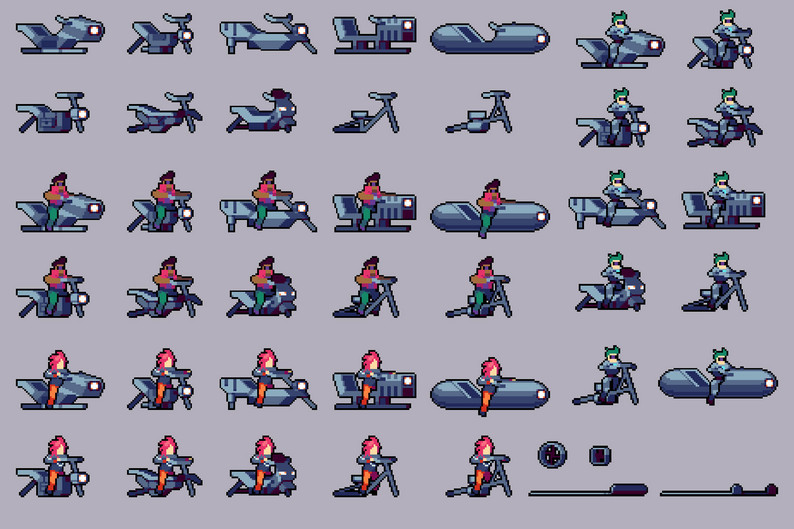 Bike Constructor Pixel Art Assets Pack by Free Game Assets (GUI, Sprite