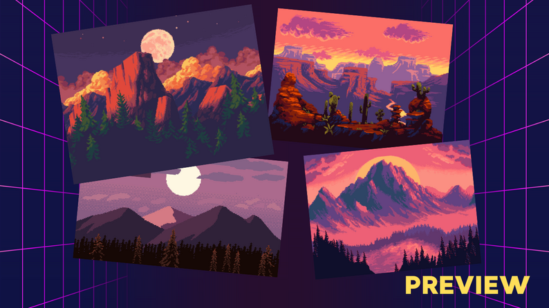 Construct Background Mountain Dusk Parallax background by ansimuz