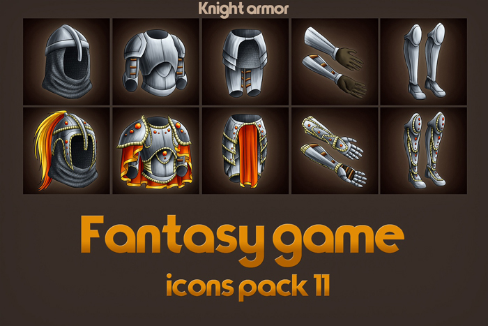 Free Game Icons Knight Armor by Free Game Assets (GUI, Sprite, Tilesets)