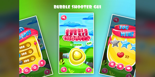 Interface do jogo bubble shooter com flores de bônus