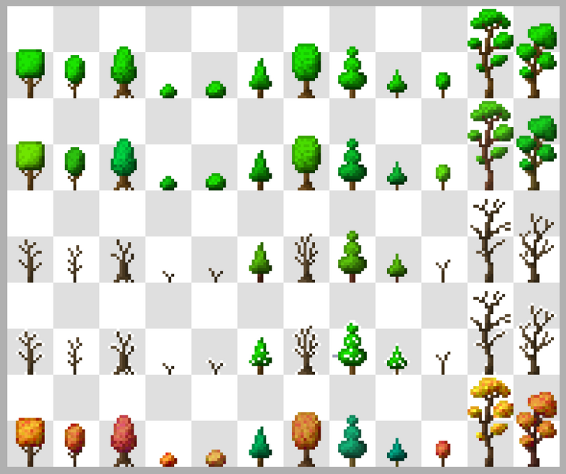Pixel Trees, 4 seasons [16x32px] by Brysia