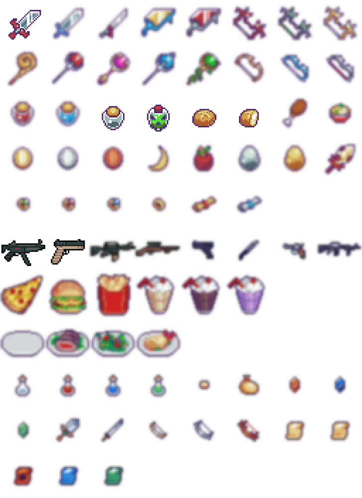 Pixel Iconset - RPG and Guns 16x 24x 32x by MikePixelArt