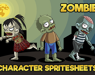 Crazy Zombie Enemy Game 2D Character Sprite