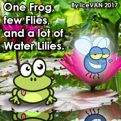 One Frog, few Flies and a lot of Water Lilies