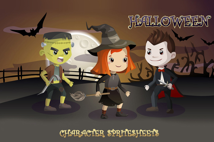 2D Game Character Sprite Sheets (Frankenstein, Vampire, Witch) by Free ...