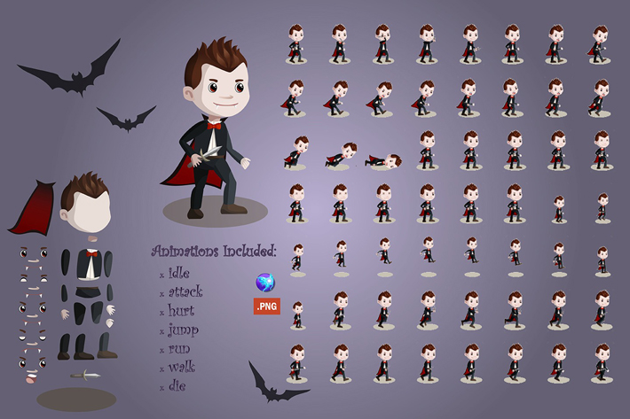 2D Fantasy Vampire Character Sprite 