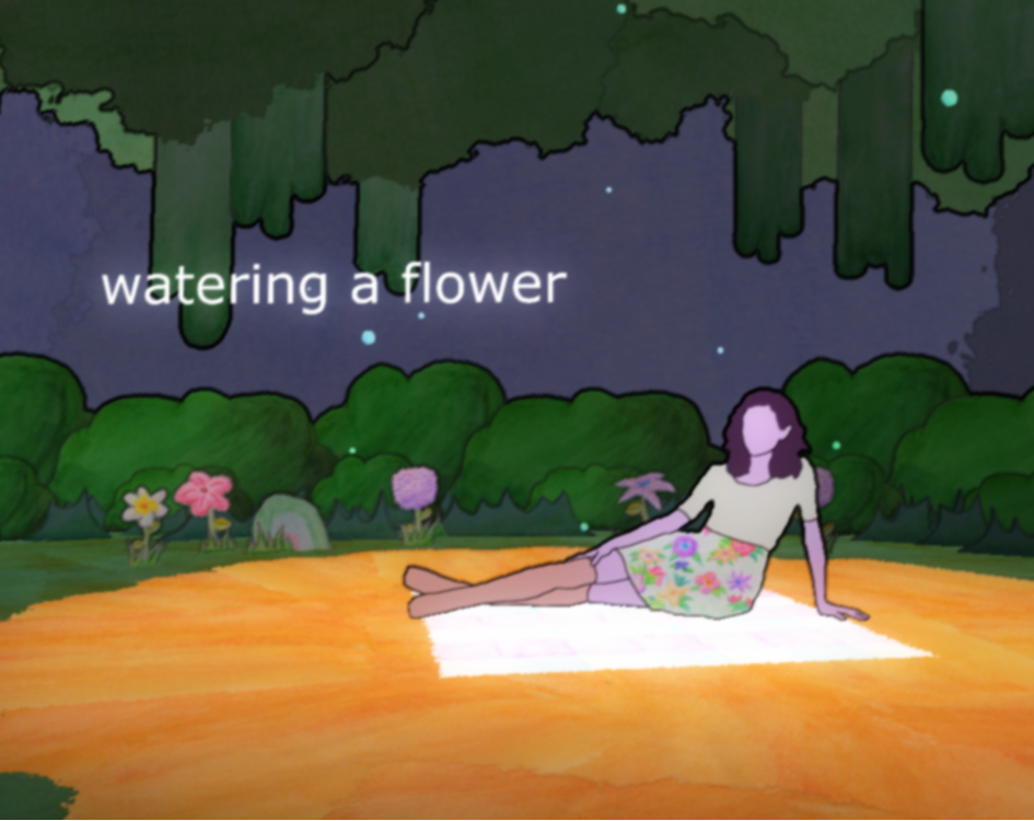 watering a flower