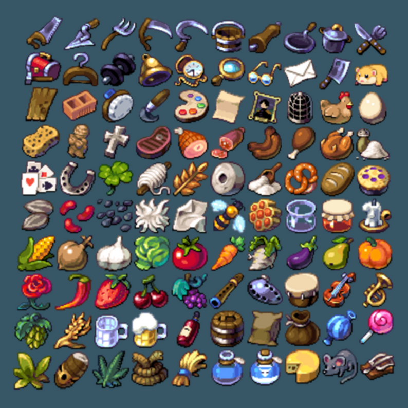 Pixel Fantasy RPG Icons Farming & Food 32x32 by Thomas Feichtmeir ...