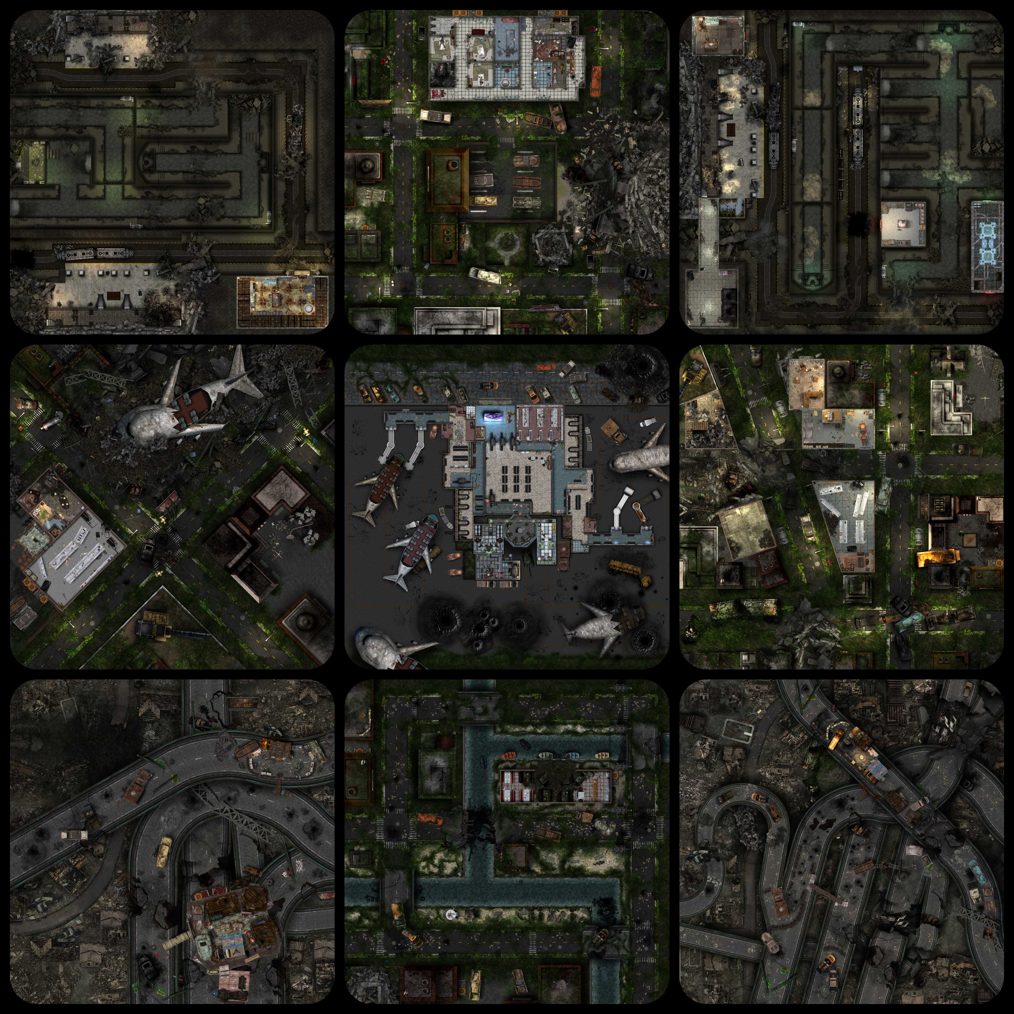 Post Apocalyptic Encounters - Ruined City Maps by Xecthar