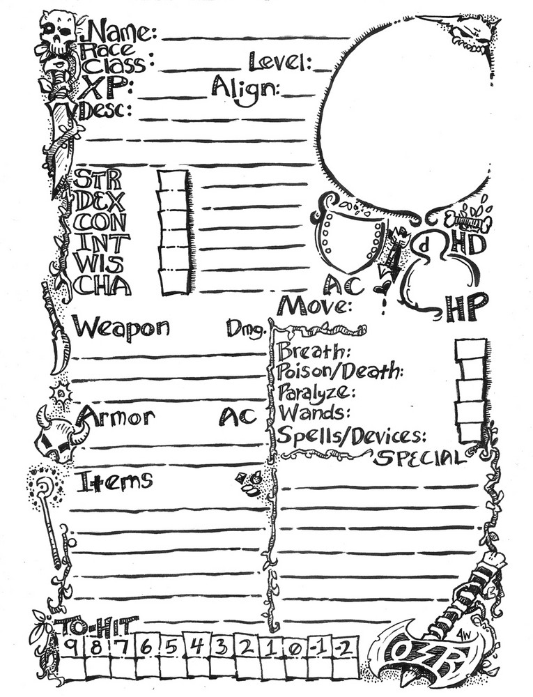 OSR Character Sheets 2022 By J.V. West