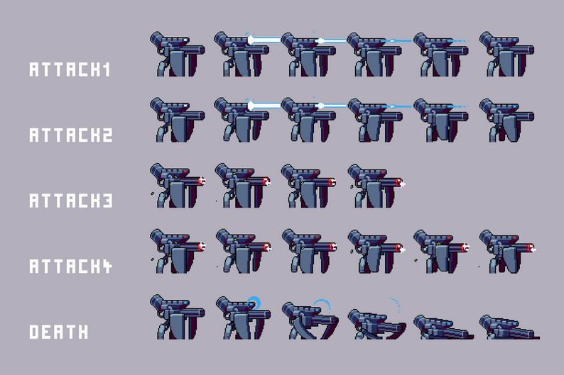 Cyberpunk Bosses Pixel Art by Free Game Assets (GUI, Sprite, Tilesets)