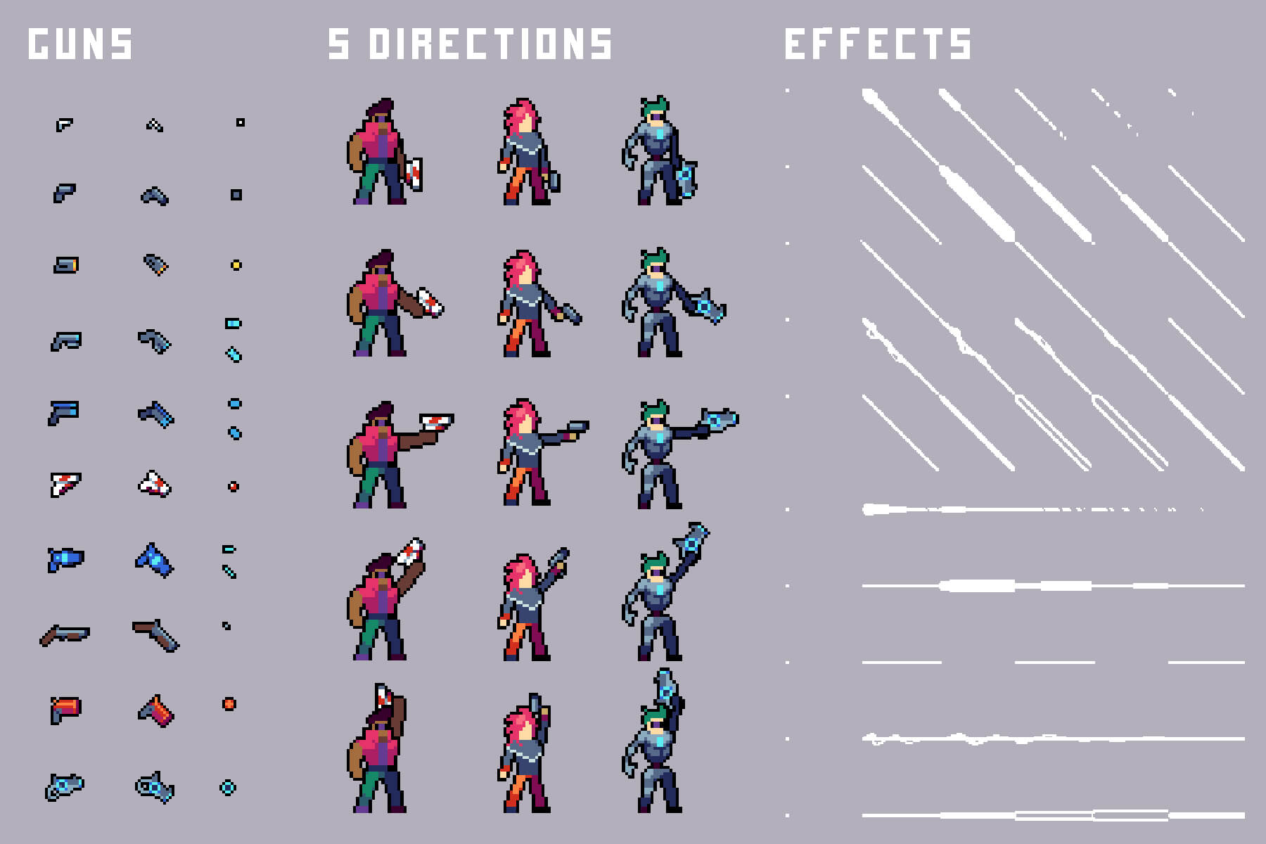 Free 3 Cyberpunk Characters Pixel Art 