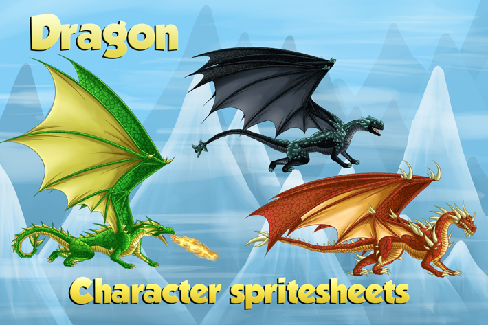 2D Game Dragon Sprite by Free Game Assets (GUI, Sprite, Tilesets)