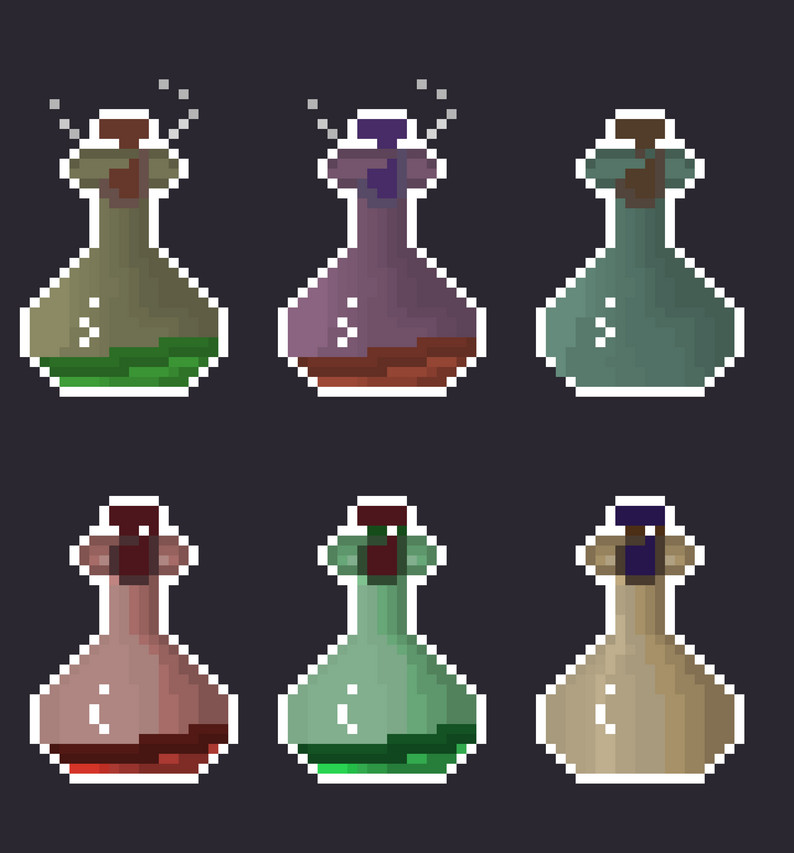 Pixel Art Potions Icons [Version2] by JustAJoke