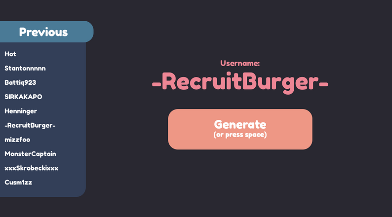 Username generator by niandra 