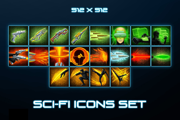 20 Sci Fi Skill Icons By Free Game Assets Gui Sprite Tilesets