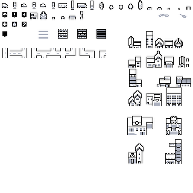 Top Down CITY Pack 76 SPRITES by Hanker