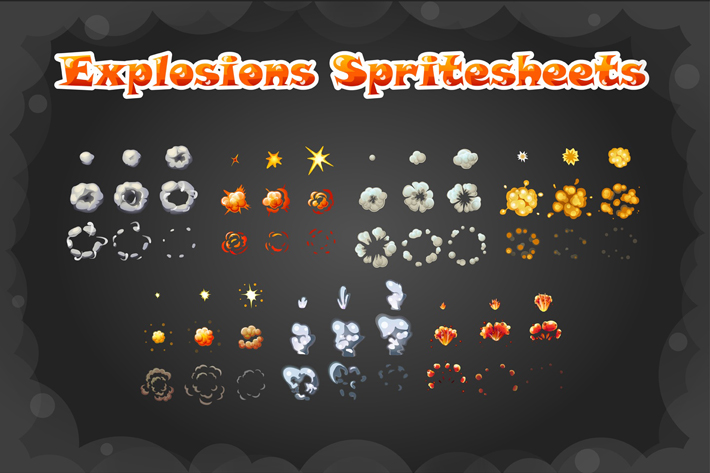 Explosion Sprites By Free Game Assets Gui Sprite Tilesets